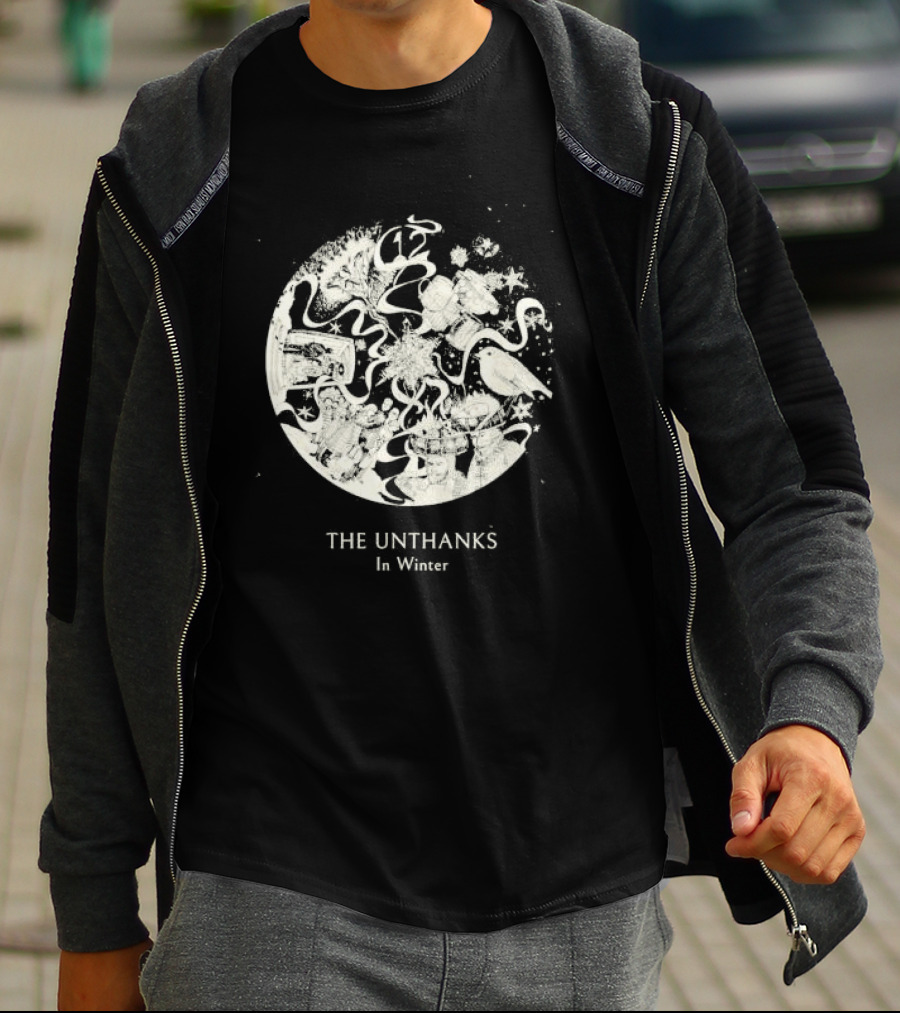 The Unthanks In Winter Snowy Circle With Bird And Holiday Symbols T-Shirt