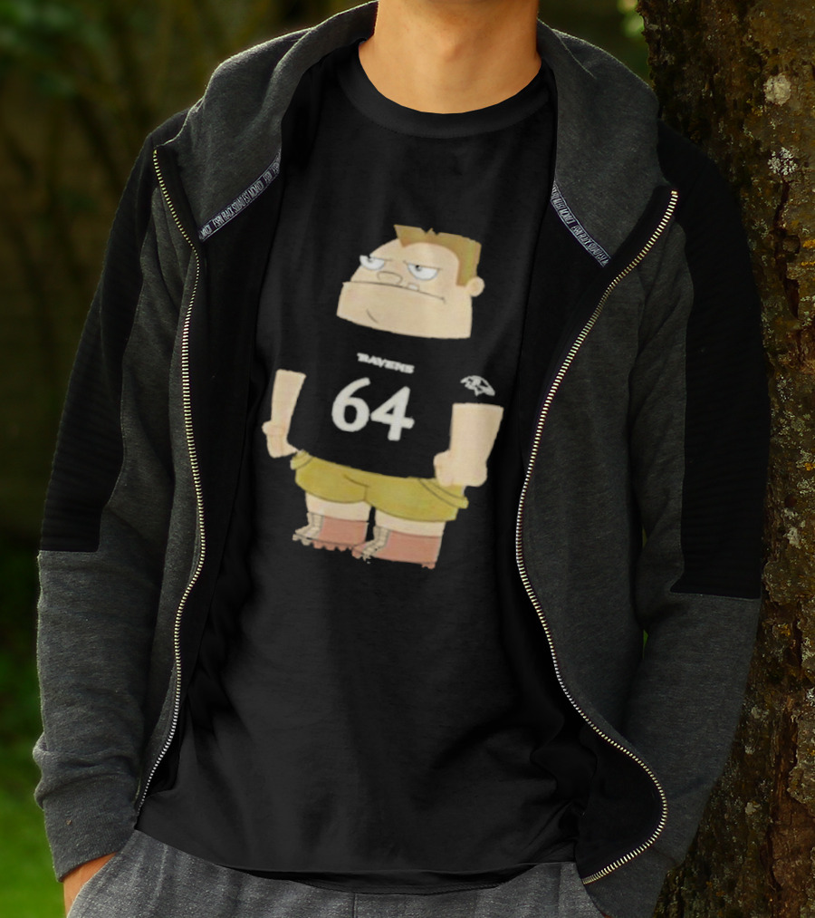 Ravens 64 Cartoon Character Tyler Linderbaum Only Fears God Texas Fears Oklahoma T-Shirt