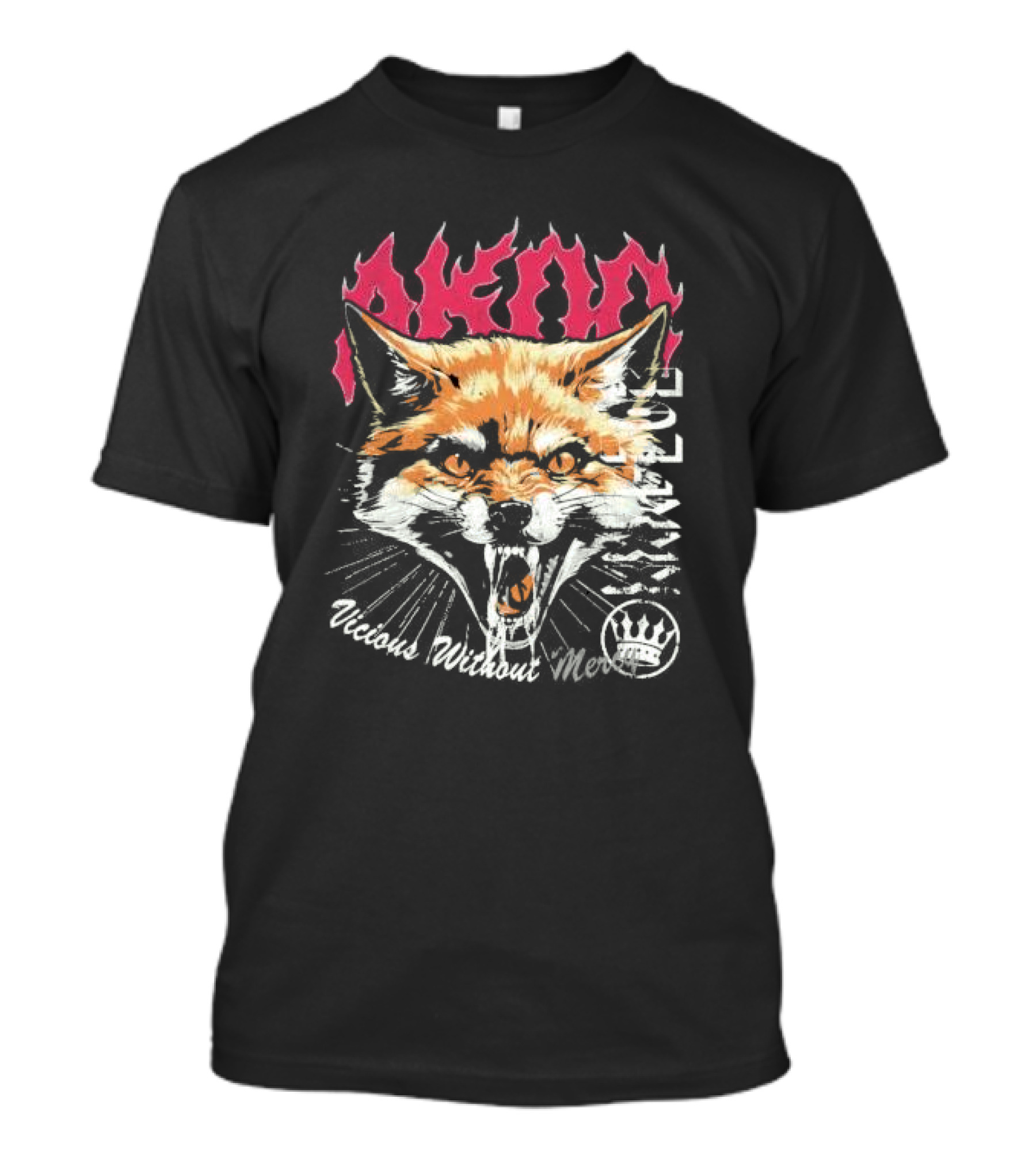 Akimo Vicious Without Mercy Orange Fox Crown T-Shirt