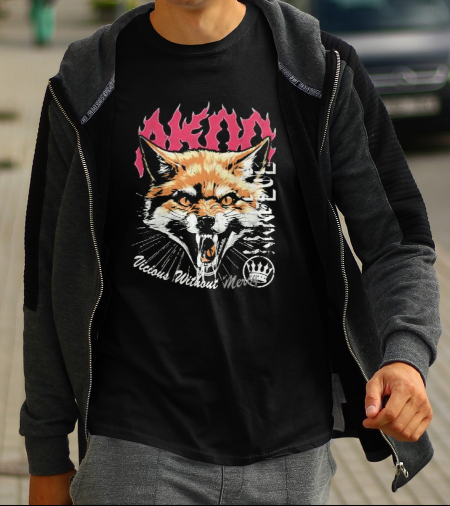 Akimo Vicious Without Mercy Orange Fox Crown T-Shirt