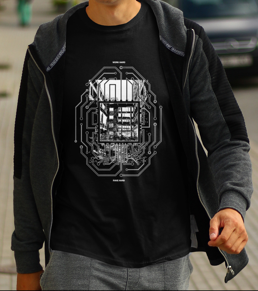 Work Hard Rave Hard Circuit Board Packard Plant T-Shirt