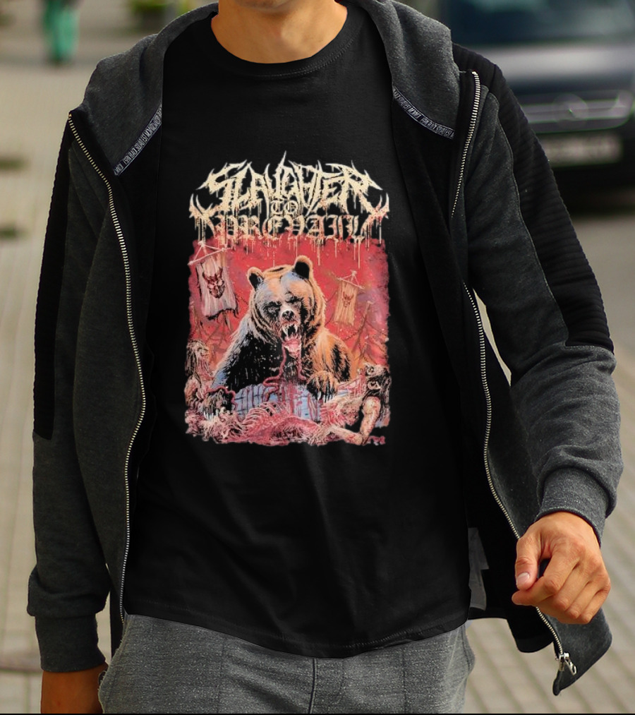 Slaughter To Prevail Bear With Blood-Soaked Banner Background T-Shirt