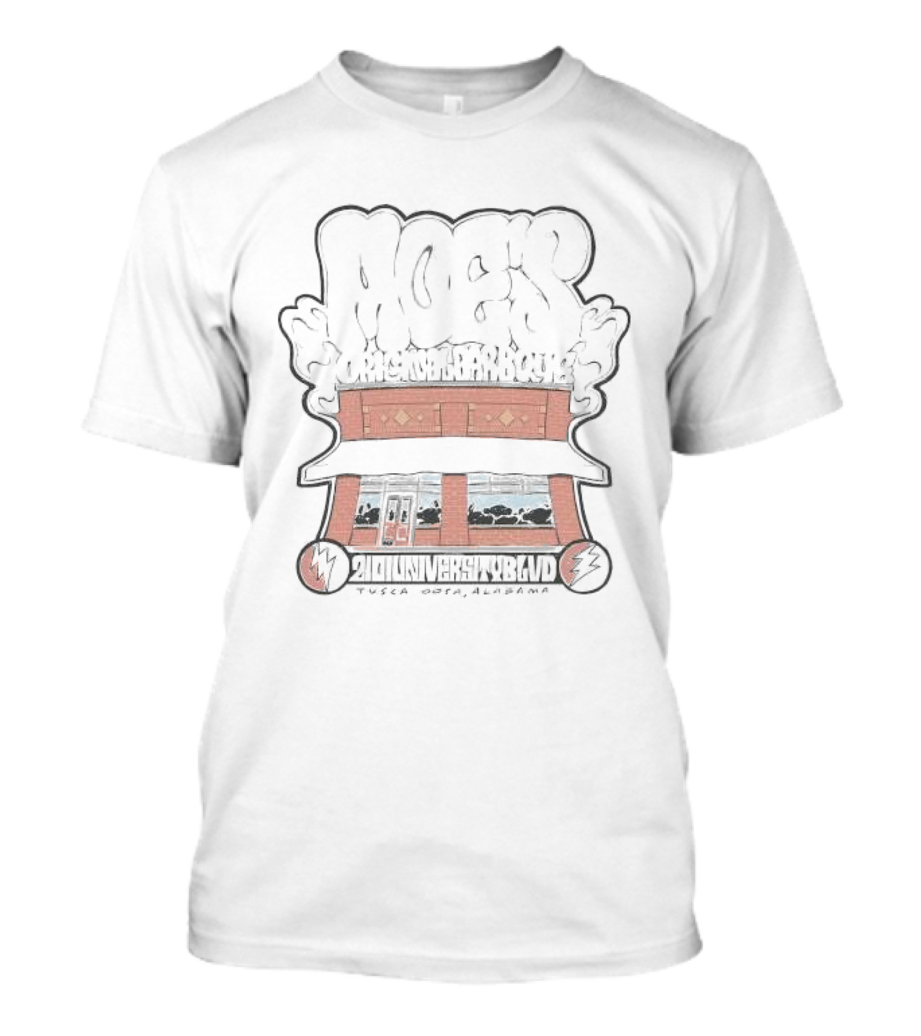 Moe's Original Barbecue Tuscaloosa Alabama 2101 University Blvd Warped Building T-Shirt