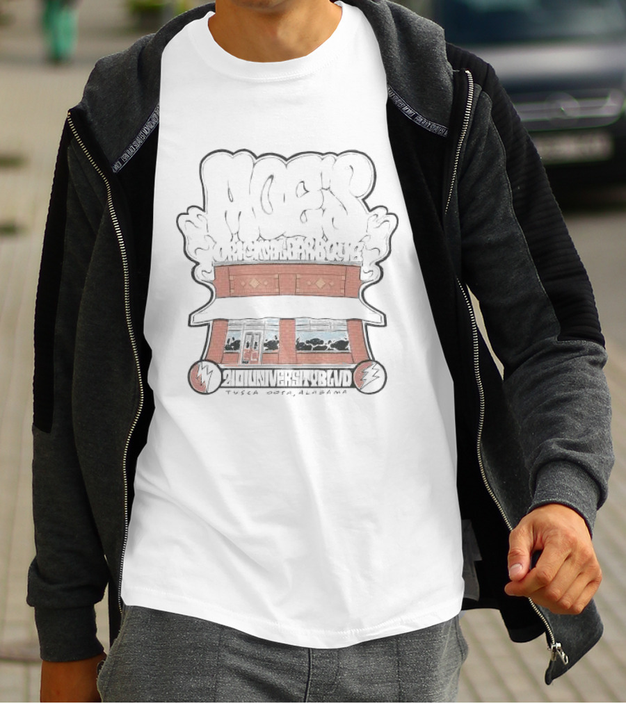 Moe's Original Barbecue Tuscaloosa Alabama 2101 University Blvd Warped Building T-Shirt