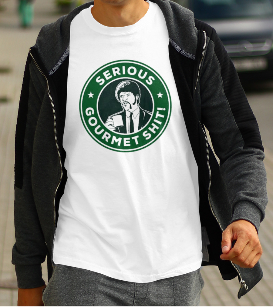 Serious Gourmet Shit Coffee Cup Meme Green Circle Emblem T-Shirt