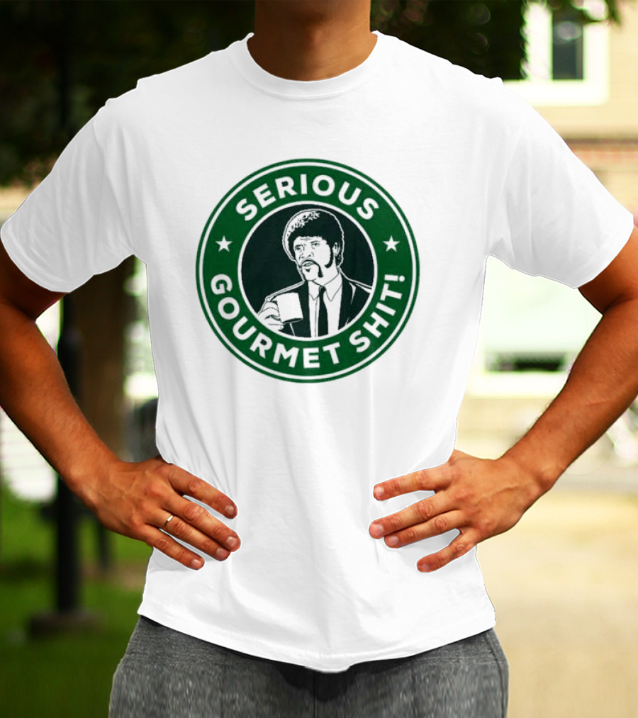 Serious Gourmet Shit Coffee Cup Meme Green Circle Emblem T-Shirt