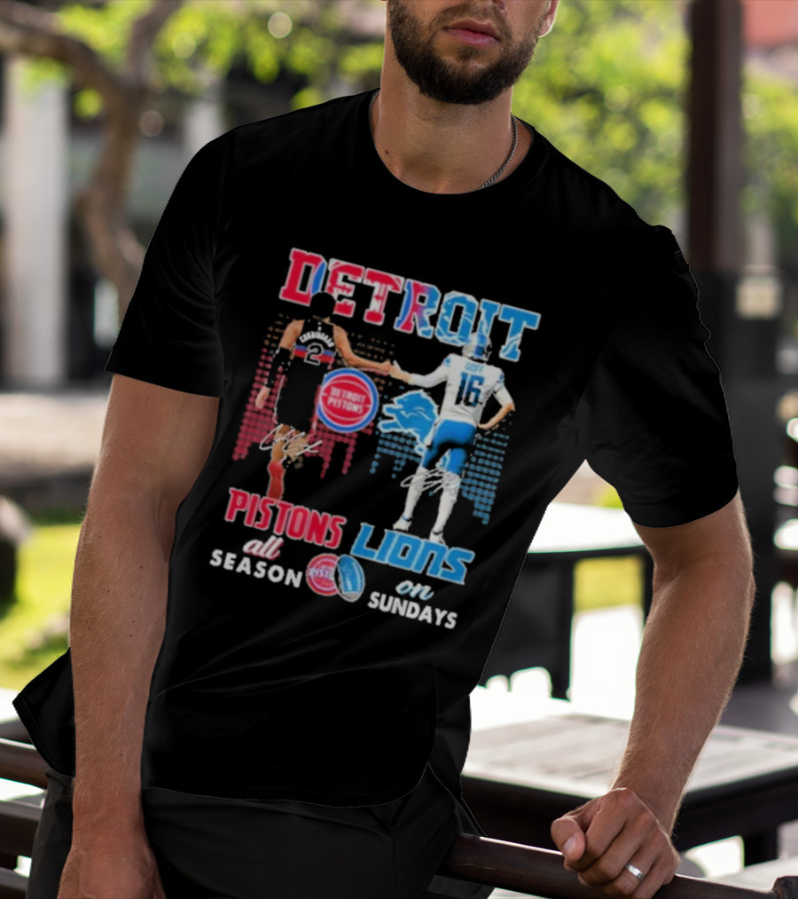 Detroit Pistons Lions All Season On Sundays T-Shirt