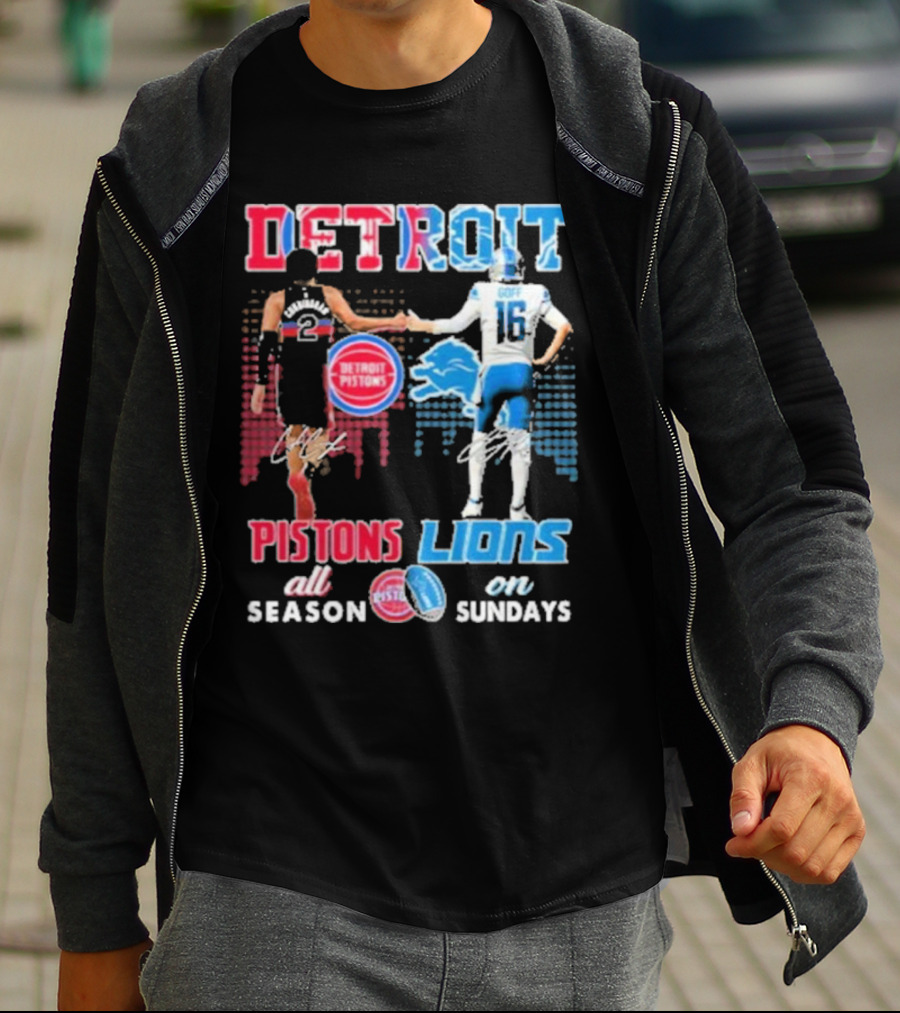 Detroit Pistons Lions All Season On Sundays T-Shirt