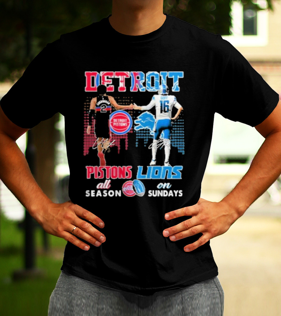 Detroit Pistons Lions All Season On Sundays T-Shirt