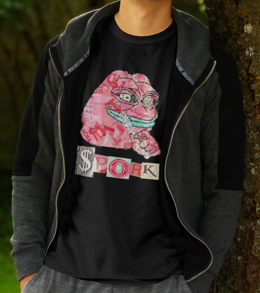 Pauly Spork Frog With Collage Pattern And Iconic Symbolism T-Shirt