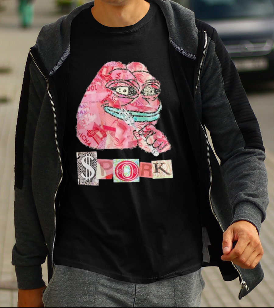 Pauly Spork Frog With Collage Pattern And Iconic Symbolism T-Shirt