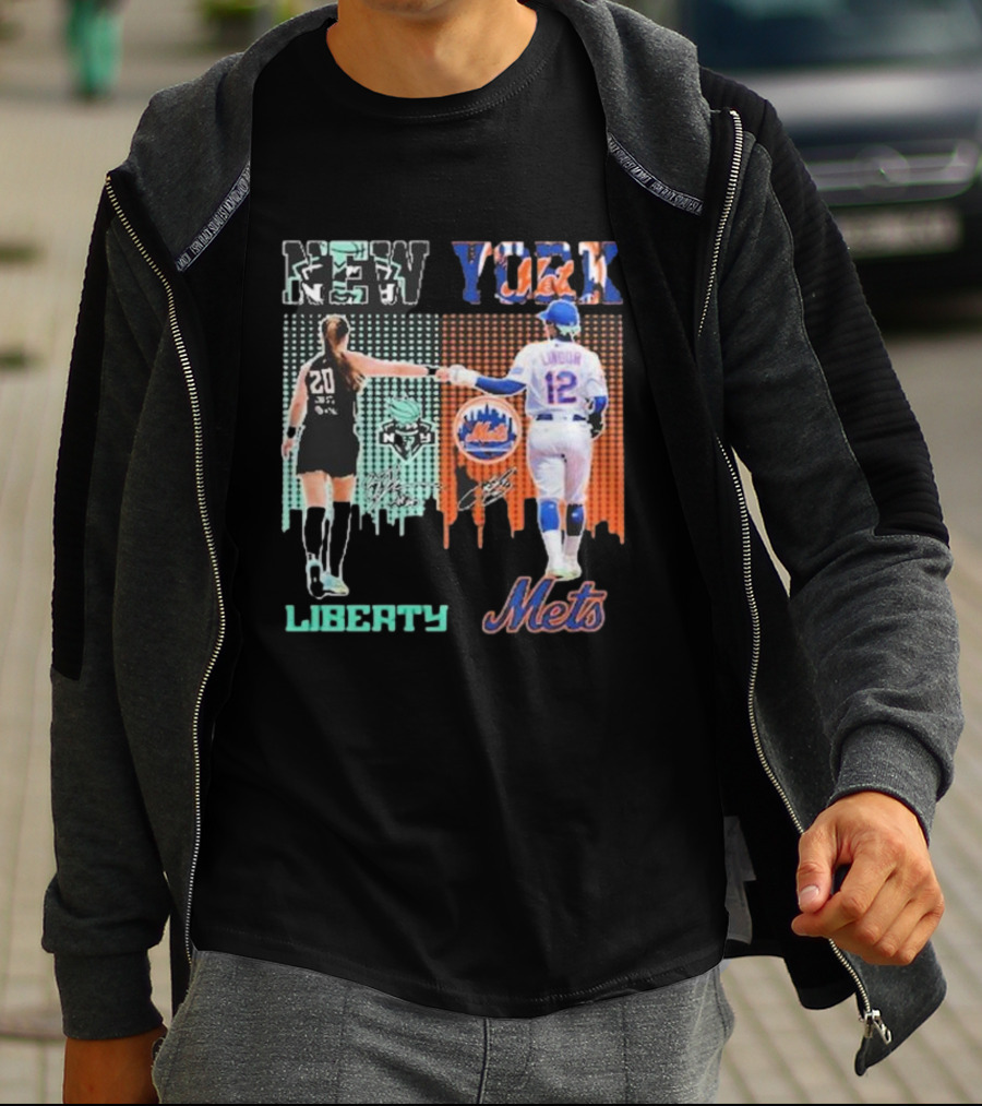 New York Liberty Sabrina Ionescu Francisco Lindor Mets T-Shirt