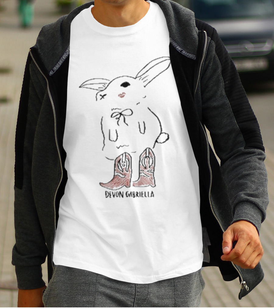 Devon Gabriella Bunny In Boots With Ribbon Bow And Cowboy Shoes T-Shirt