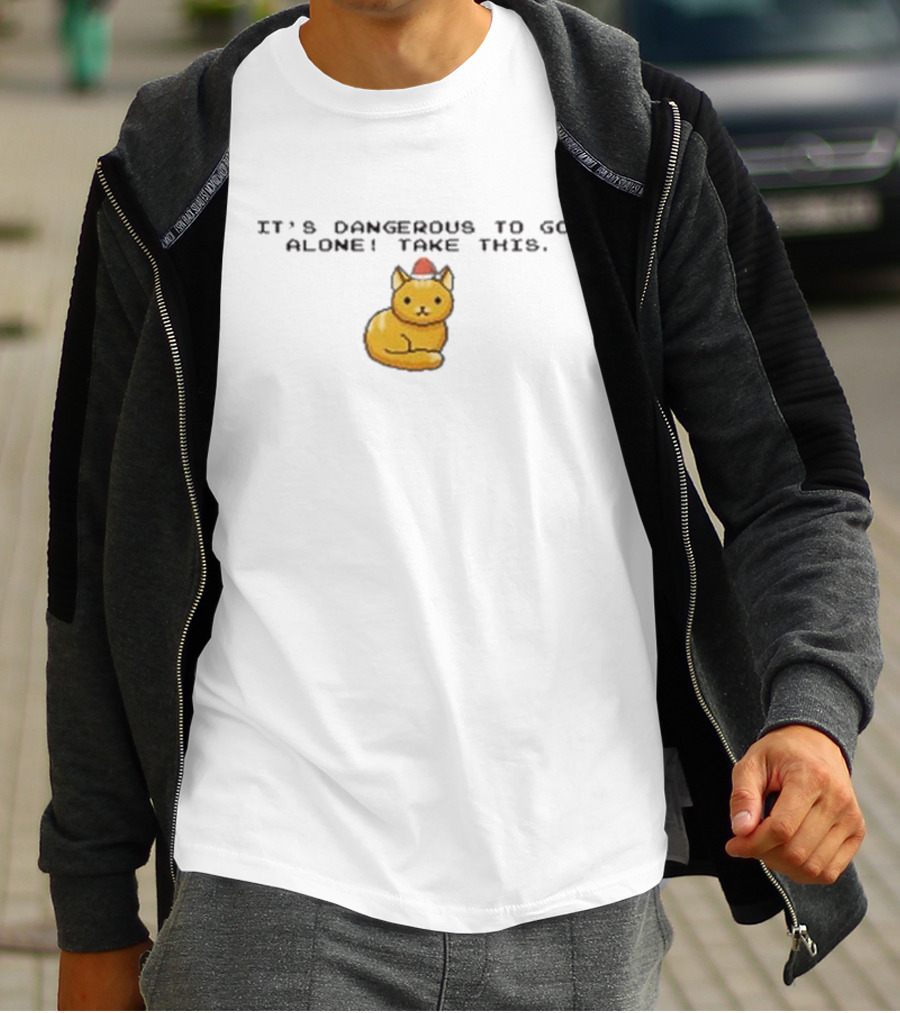 It's Dangerous To Go Alone Take This Cat Pixel T-Shirt