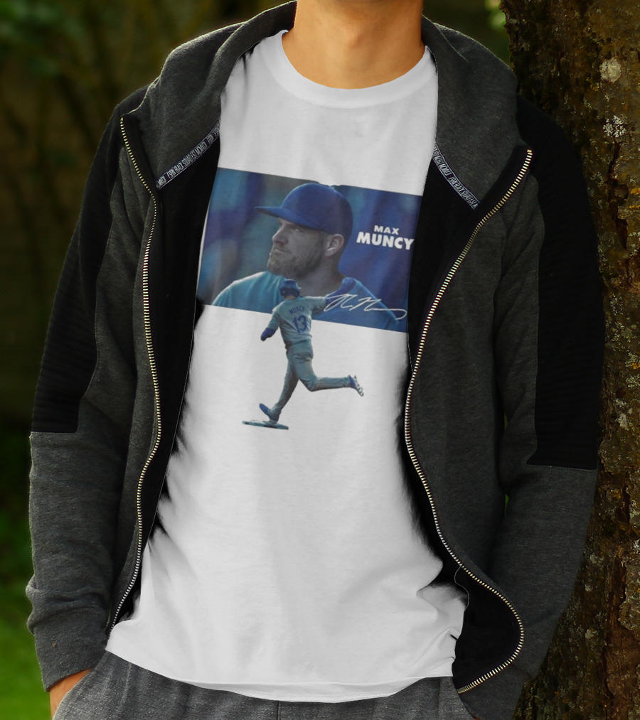 Max Muncy Baseball Figurine And Signature Photo T-Shirt