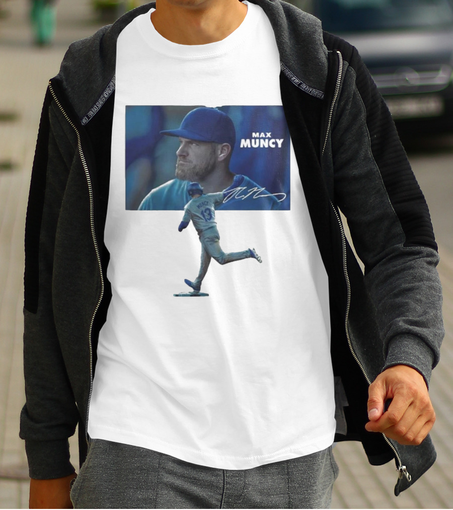 Max Muncy Baseball Figurine And Signature Photo T-Shirt