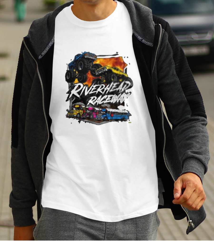 Monster Trucks And Busses At Riverhead Raceway Explosive Action T-Shirt