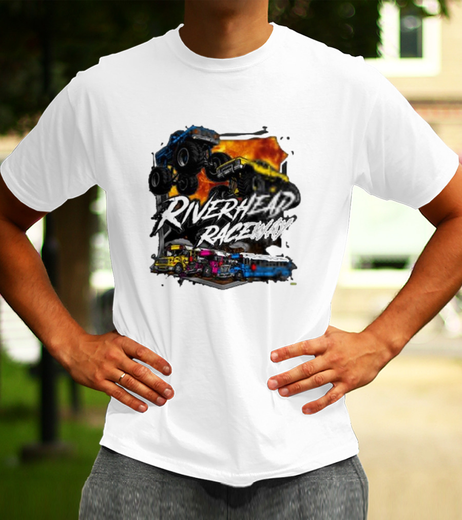 Monster Trucks And Busses At Riverhead Raceway Explosive Action T-Shirt