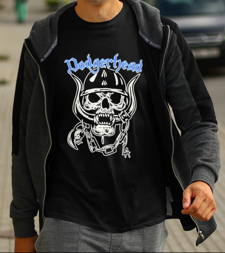 Dodgerhead Los Angeles Dodgers Skull Chain Helmet T-Shirt