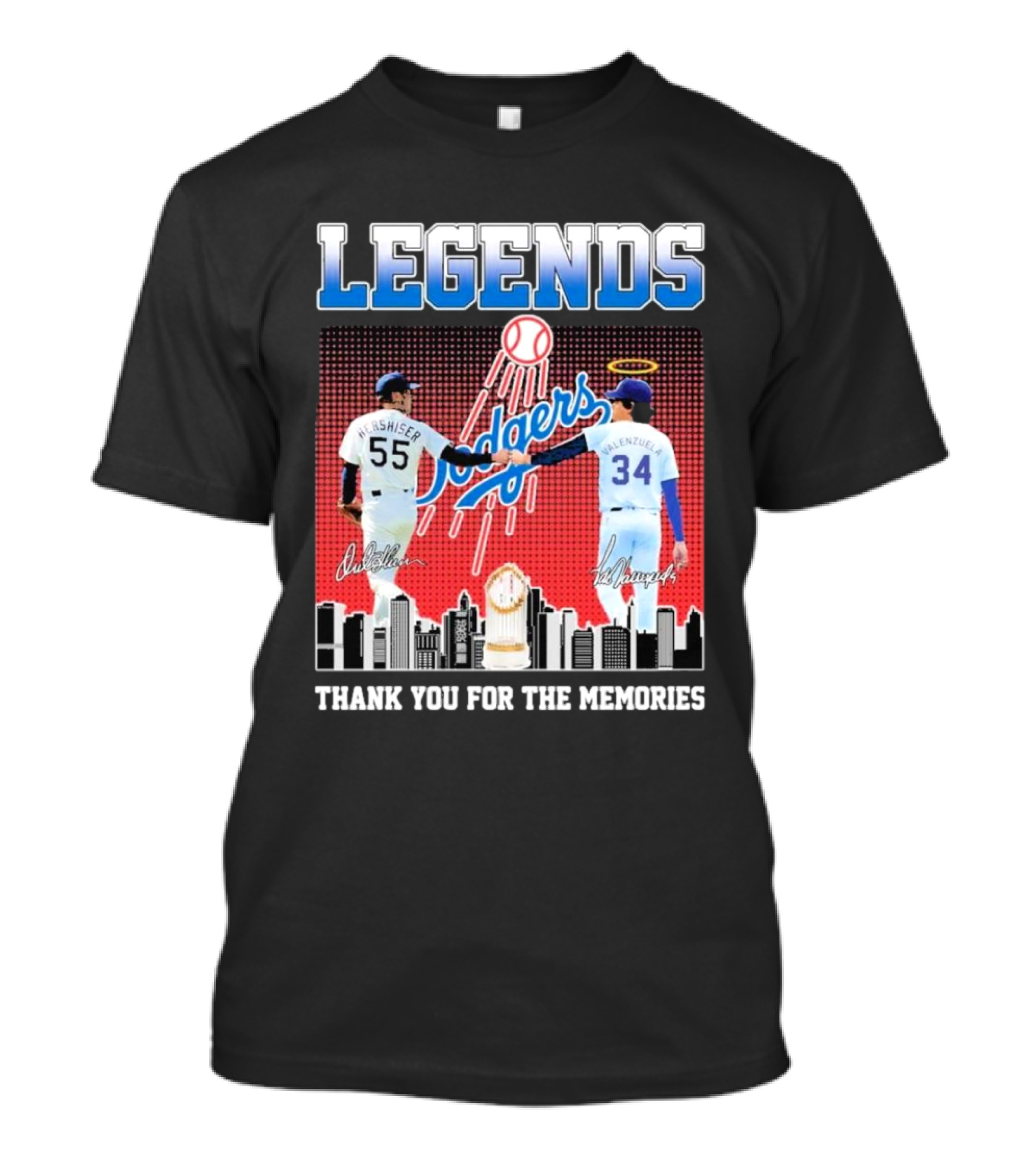 Legends Dodgers Orel Hershiser Fernando Valenzuela Thank You For The Memories T-Shirt
