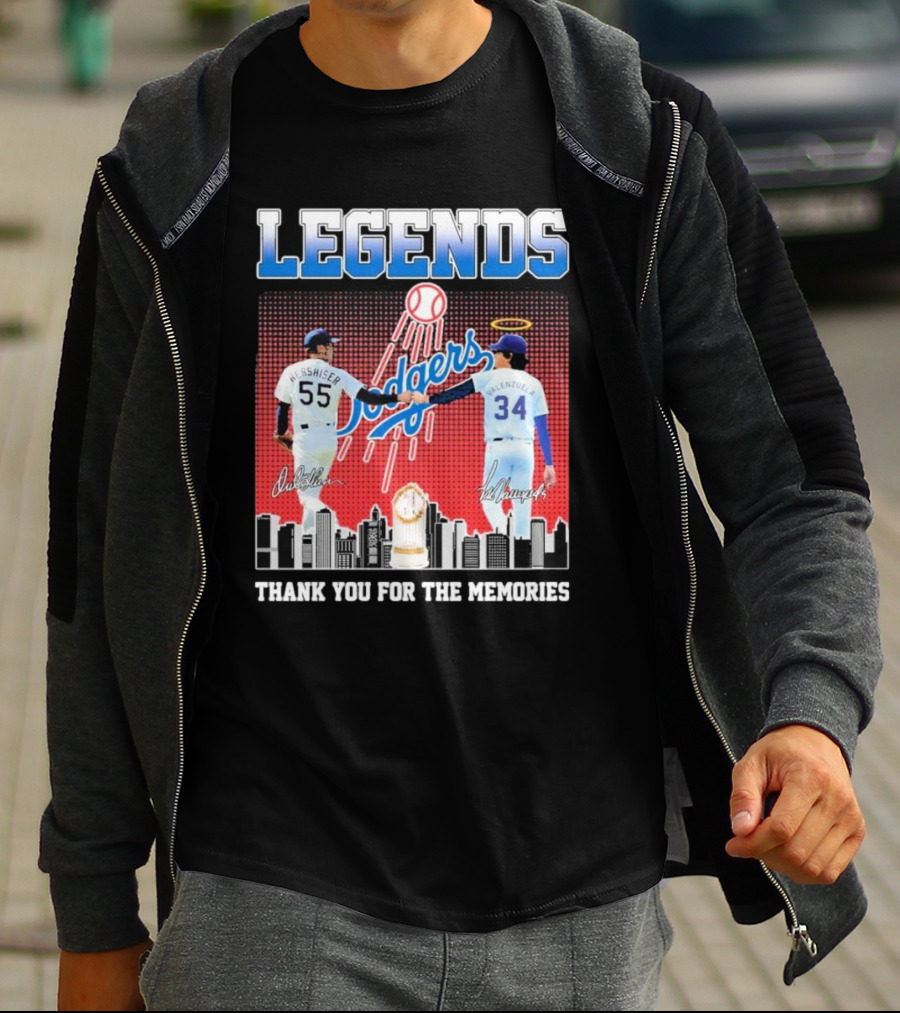 Legends Dodgers Orel Hershiser Fernando Valenzuela Thank You For The Memories T-Shirt