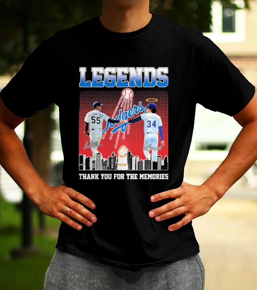 Legends Dodgers Orel Hershiser Fernando Valenzuela Thank You For The Memories T-Shirt