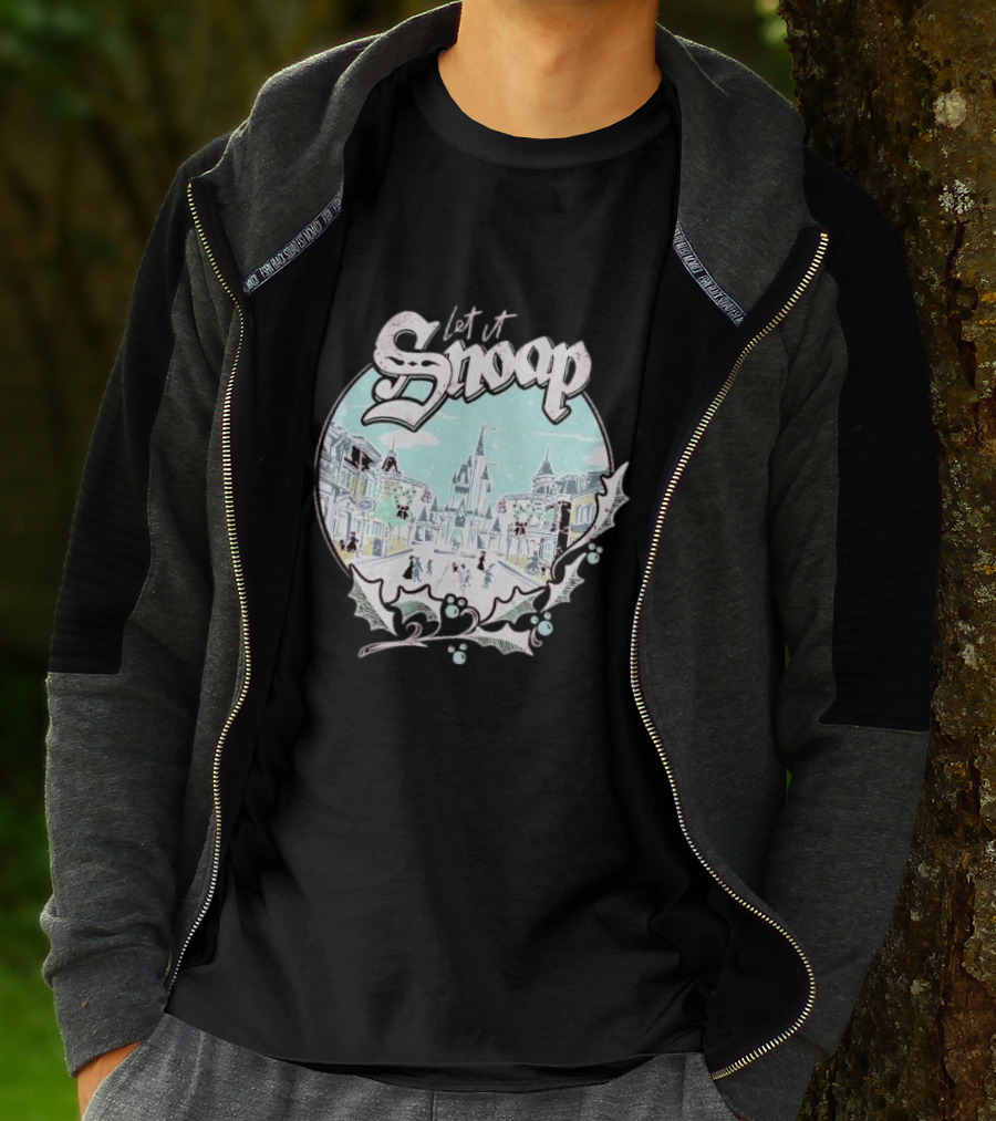 Let It Snoap Florida Day Main Street With Holly And Snowflakes Scene T-Shirt