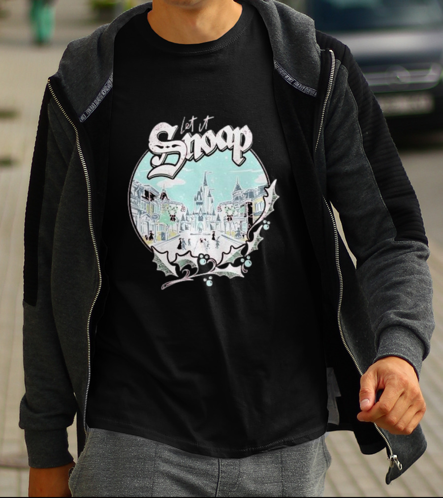 Let It Snoap Florida Day Main Street With Holly And Snowflakes Scene T-Shirt