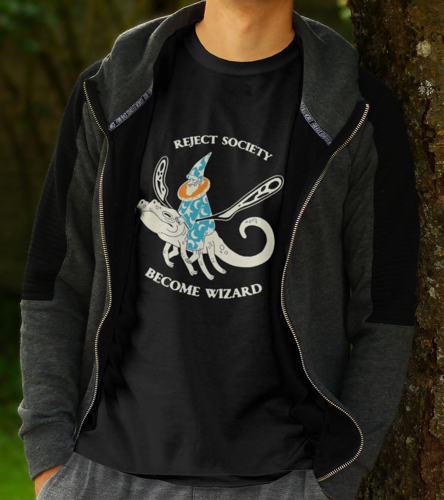 Reject Society Become Wizard Riding Mystical Creature T-Shirt