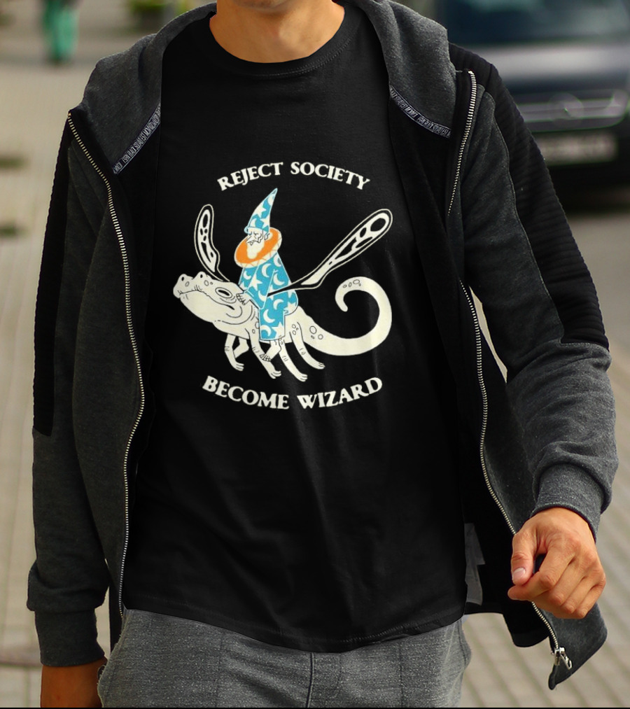 Reject Society Become Wizard Riding Mystical Creature T-Shirt