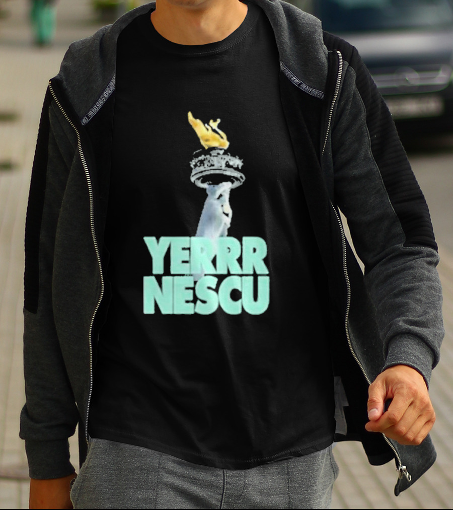 Sabrina Rocking The YERRR NESCU Statue Of Liberty Torch Flame T-Shirt