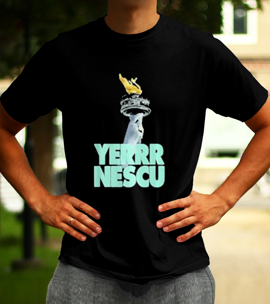 Sabrina Rocking The YERRR NESCU Statue Of Liberty Torch Flame T-Shirt