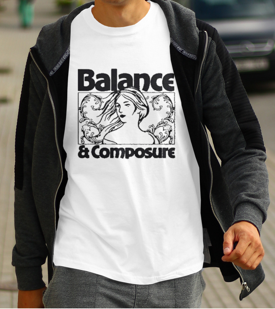 Balance And Composure Wyis Woman With Flowing Hair And Ornamental T-Shirt