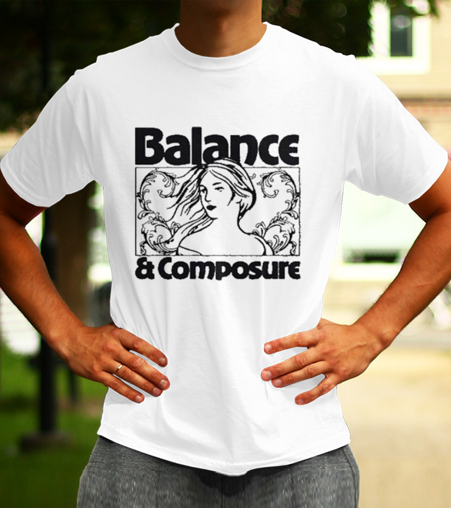 Balance And Composure Wyis Woman With Flowing Hair And Ornamental T-Shirt