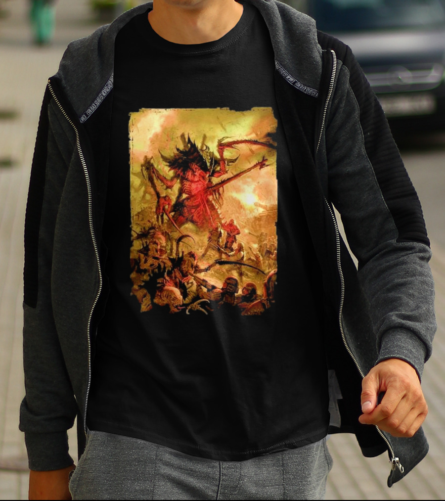 War Zone Octarius Rising Tide Black Tyranid Artwork Battle Scene T-Shirt