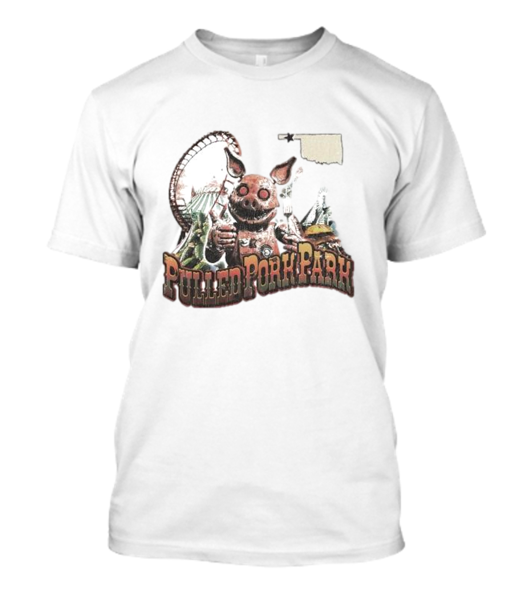 Pulled Pork Park Hivemind Roller Coaster Oklahoma Pig Carnival T-Shirt