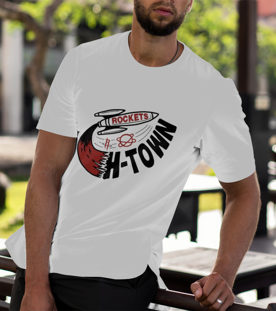 Houston Rockets H-Town Rocketship Orbit T-Shirt
