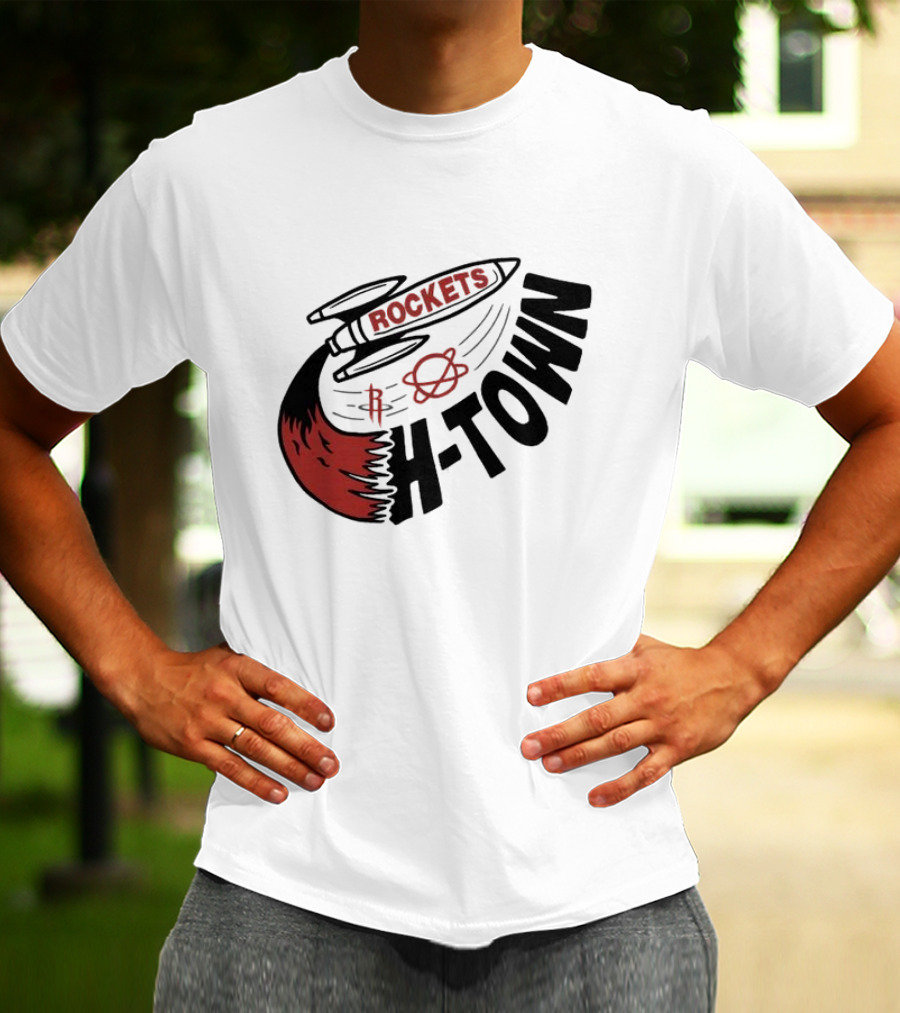 Houston Rockets H-Town Rocketship Orbit T-Shirt