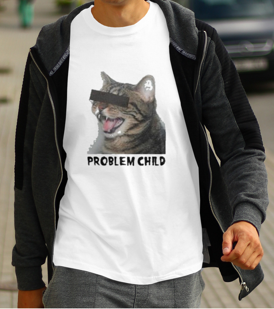 PROBLEM CHILD Cat Meme Censored Face T-Shirt