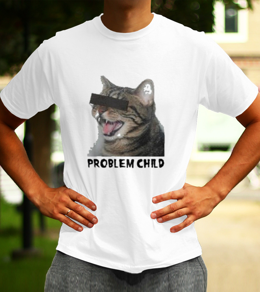 PROBLEM CHILD Cat Meme Censored Face T-Shirt