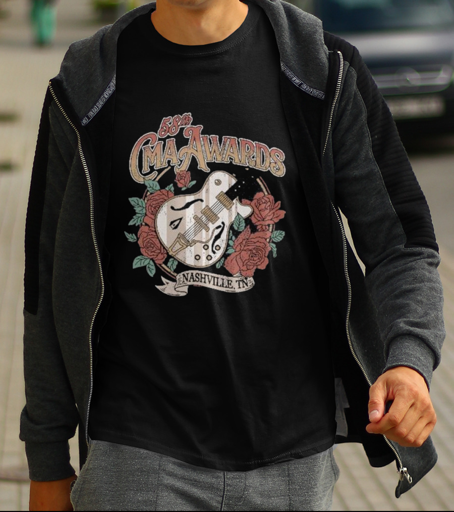 58th CMA Awards Nashville TN Guitar And Roses T-Shirt