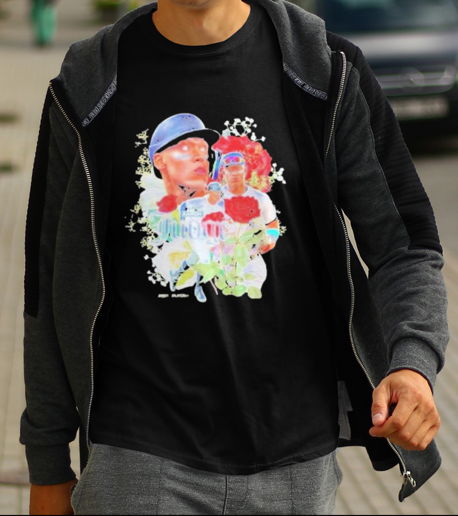 Aaron Judge Smell The Roses New York Yankees Baseball Player Floral T-Shirt