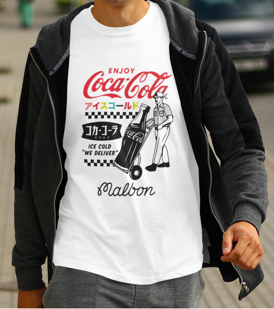 Enjoy Coca-Cola Ice Cold We Deliver Vintage Style Malbon Collaboration T-Shirt