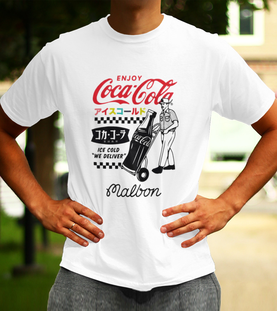 Enjoy Coca-Cola Ice Cold We Deliver Vintage Style Malbon Collaboration T-Shirt