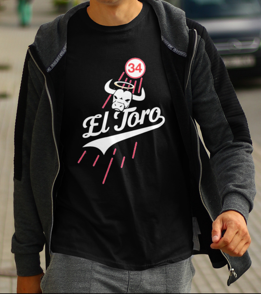 El Toro 34 Fernando Valenzuela Dodgers Bull Halo T-Shirt