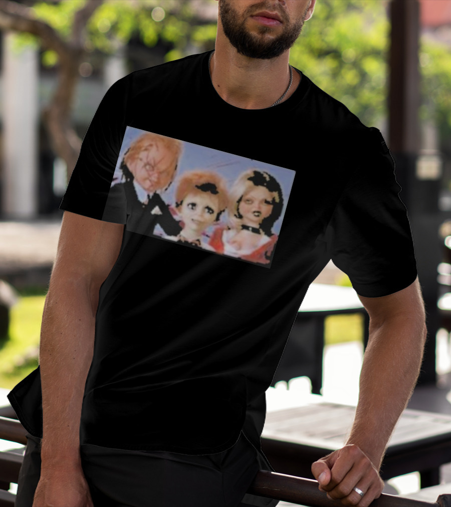 Chucky And Family Horror Characters In Distorted Family T-Shirt