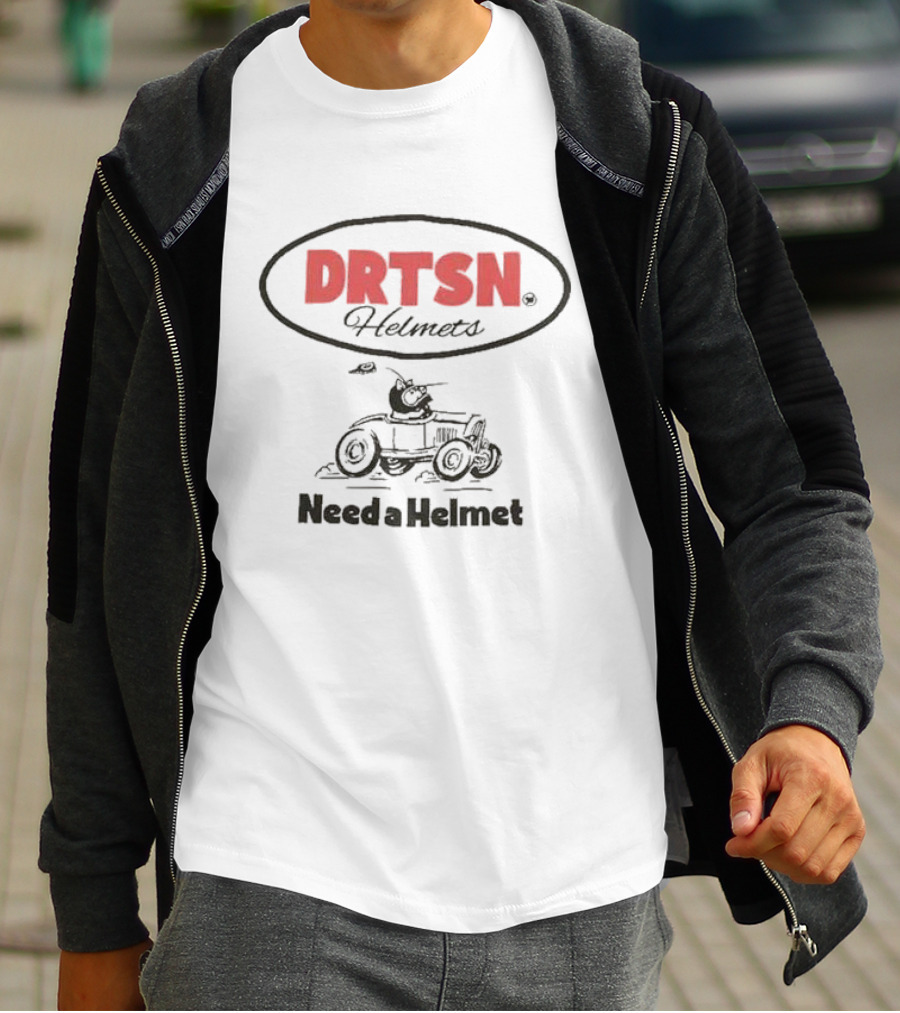 DRTSN Helmets Need A Helmet Speeding Cartoon Racer T-Shirt