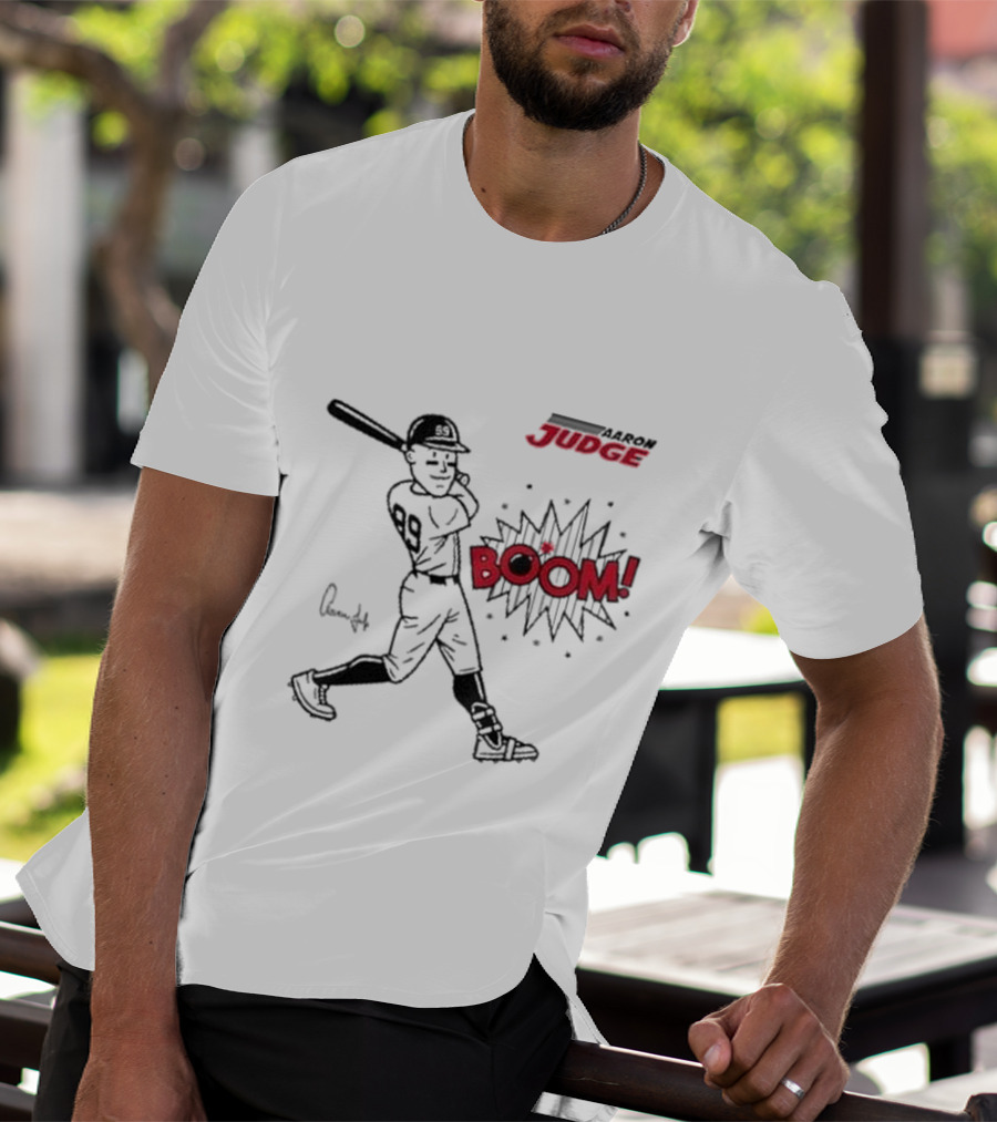 Aaron Judge 99 Boom Signature New York Yankees Baseball Caricature T-Shirt