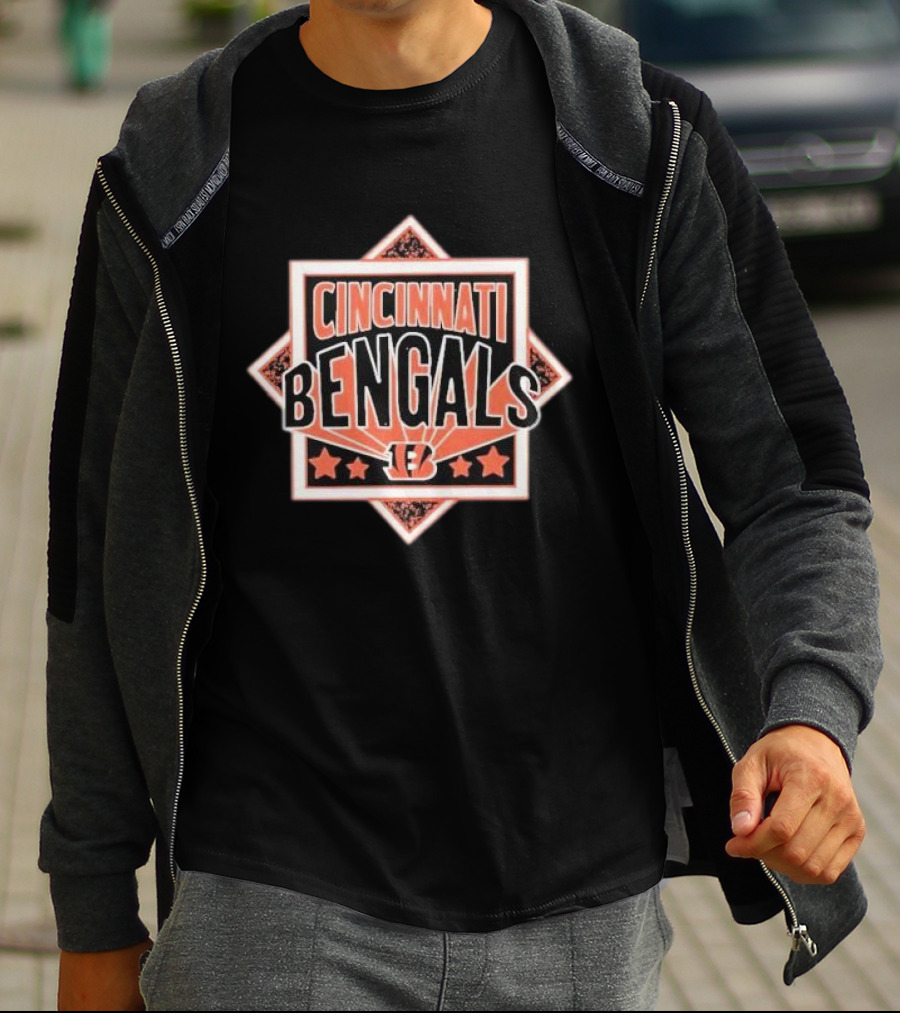 Cincinnati Bengals Stars Five Orange Black Triangles T-Shirt