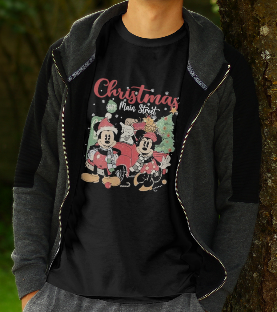 Christmas On Main Street With Mickey And Minnie Disney Holiday T-Shirt